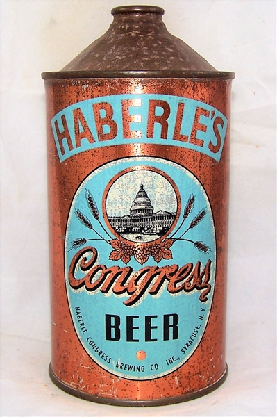 Haberles Congress quart Cone top Beer Can