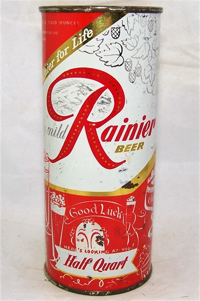 Rainier Jubilee Half Quart (Heres Looking At You) Flat Top Beer Can