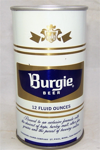 Burgie Tab Top Test Beer Can Metallic Gold