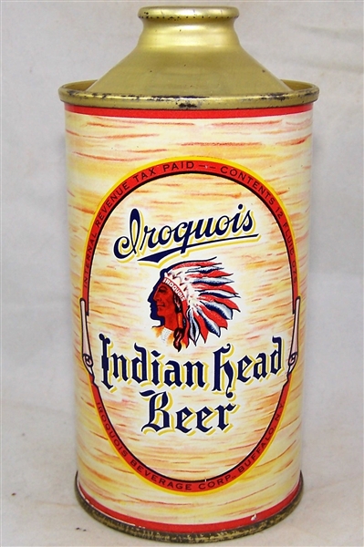 Iroquois Indian Head Low Pro Cone Top Beer Can