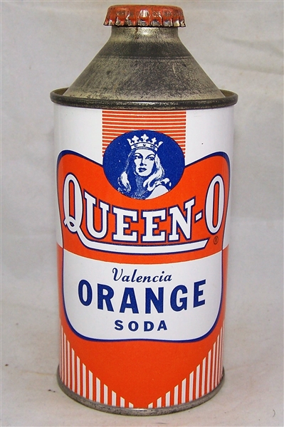 Queen-O Valencia Orange Cone Top Soda Can