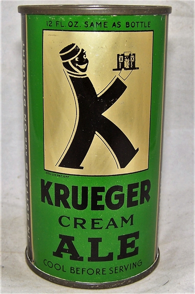 Krueger Cream Ale O.I Black Letter Flat Top Beer Can