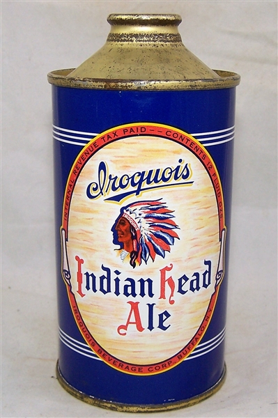 Iroquois Indian Head Ale Low Pro Cone Top Beer Can
