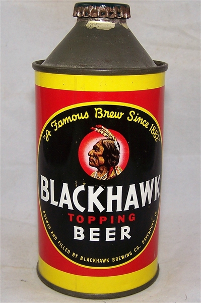 Blackhawk Topping 12 ounce Cone Top Beer Can IRTP