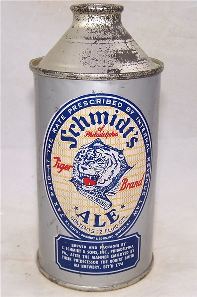 Schmidts Tiger Brand Ale Cone Top Beer Can