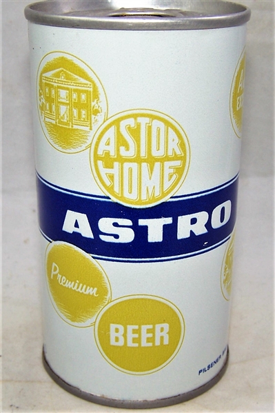 Astro Enamel Tab Top Beer Can, Bottom Opened. Minty