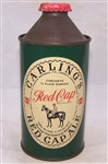 Carlings Red Cap Ale Cone Top Beer Can, Original crown.