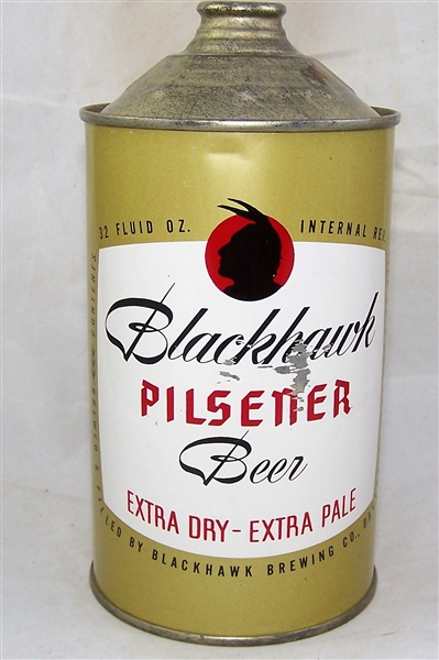 Blackhawk Pilsener Quart Cone top Beer can