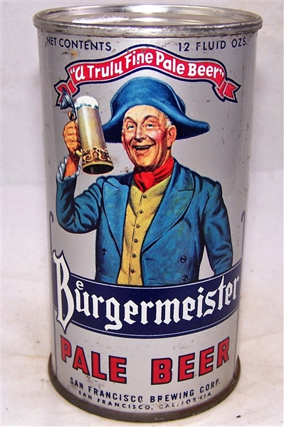 Burgermeister Pale Flat Top Beer Can.