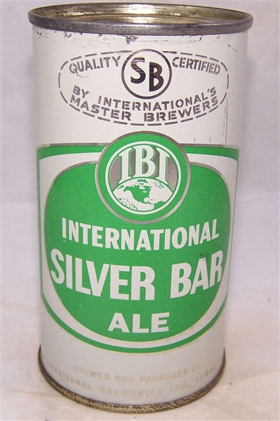 International Silver Bar Ale Flat Top Beer Can With vanity Lid.