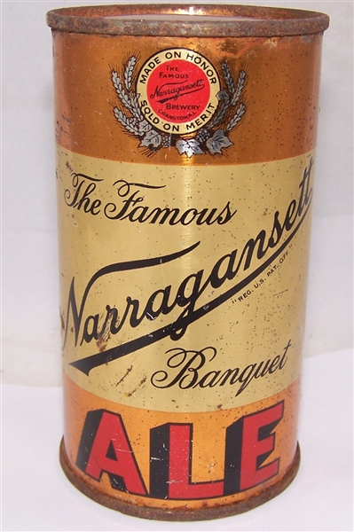 Narragansett Banquet Ale Opening Instruction Flat Top Beer Can