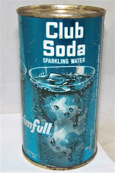 Brimfull Club Soda Sparkling Water Pre Zip Code Flat Top Soda Can