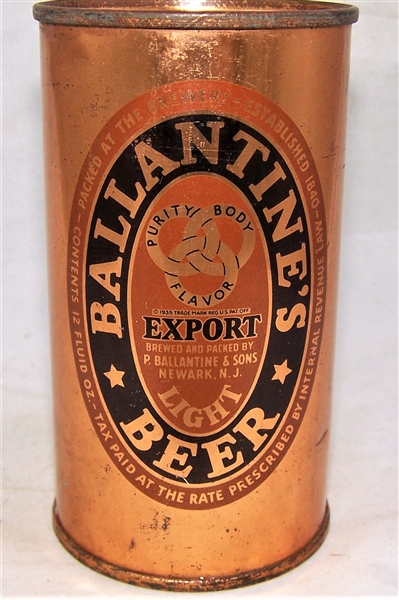 Ballantine (New Yorks World Fair 1939) Flat Top Beer Can.