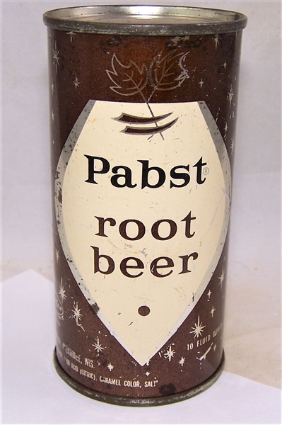 Pabst 10 ounce Root Beer Pre Zip Code Flat Top Soda Can, Original.