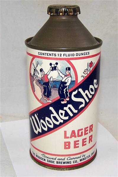 Wooden Shoe Lager Cone Top Beer Can IRTP Original Crown