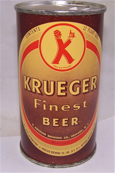 Krueger Finest IRTP Flat Top Beer Can, Very Nice.