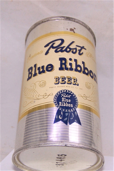 Pabst Blue Ribbon Metallic Its Blended Its Splendid Flat Top Beer Can...WOW!