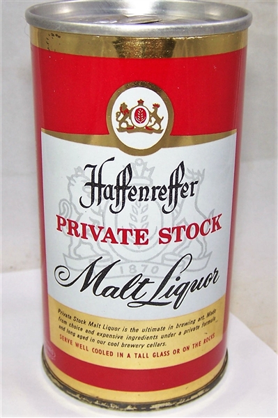 Pristine Haffenreffer Private Stock Zip Top Bottom Opened