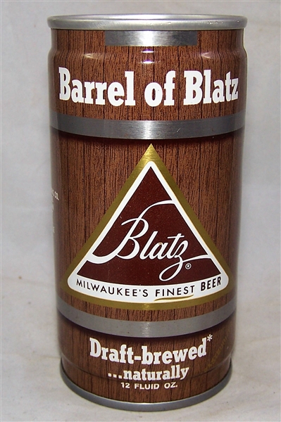 Barrel of Blatz test can, Tab Top Beer Can