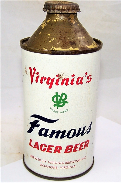 Virginias Famous Lager Cone Top Beer Can