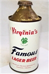 Virginias Famous Lager Cone Top Beer Can