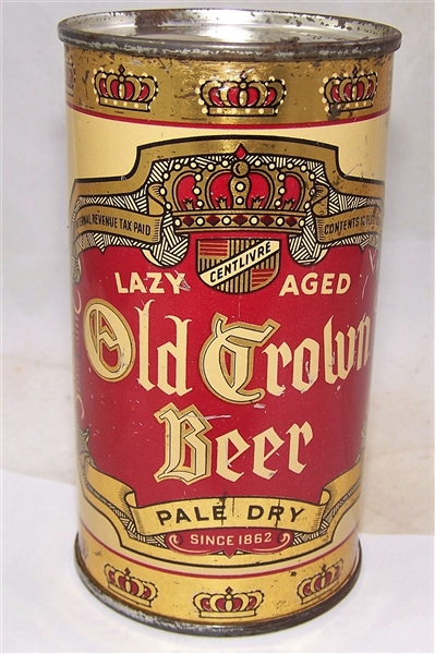 Old Crown Ale Opening Instruction Flat Top Beer Can