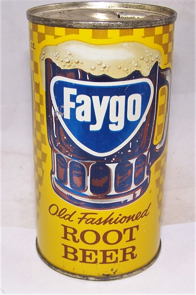 Faygo Old Fashion Root Beer, Pre Zip Code Flat Top Soda Can.