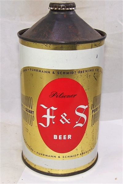F & S Pilsener Quart Cone Top Beer Can