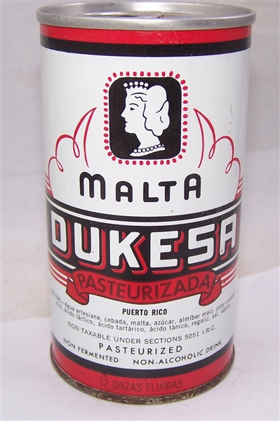 Malta Dukesa Tab Top Beer Can (Puerto Rico on face)