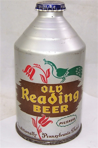 Old Reading Crowntainer (Silver) Beer Can, Very Clean!