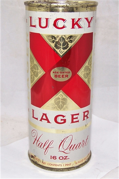 Lucky Lager 16 ounce Flat Top Beer Can