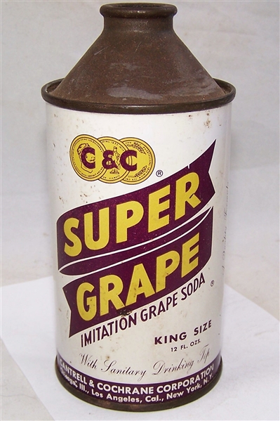 C & C Super Grape Cone Top Soda Can