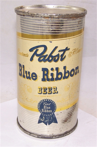 Pabst Blue Ribbon Metallic Its Blended Its Splendid Flat Top Beer Can