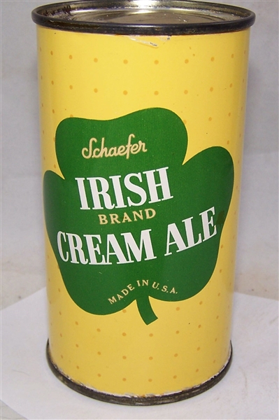 Schaefer Irish Brand Cream Ale Flat Top Beer Can.