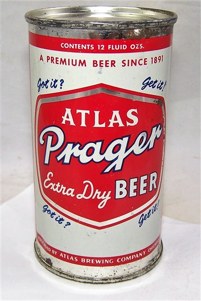 Atlas Prager Extra Dry Flat Top Beer Can