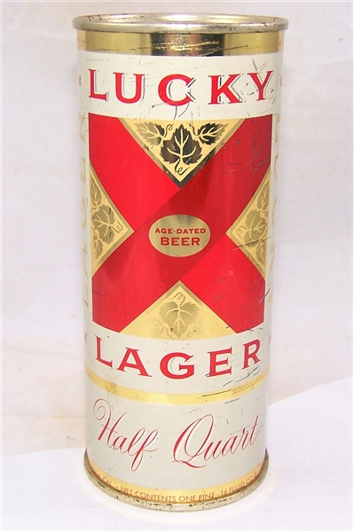 Lucky Lager 16 ounce Flat Top Beer Can