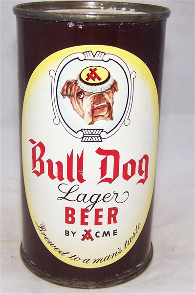 Bull Dog Lager Flat Top Beer Can....with the white top lid