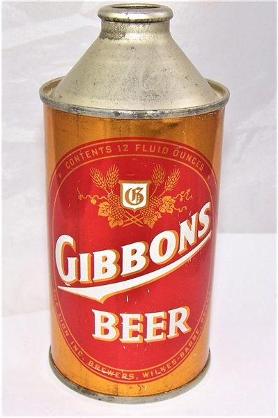 Gibbons Hi Pro Cone Top Beer Can.