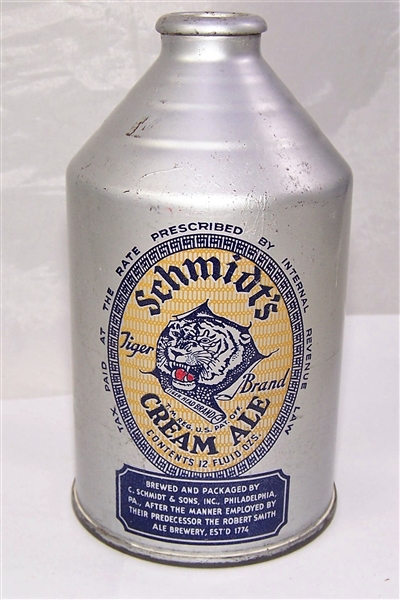 Schmidts Tiger Brand Cream Ale Crowntainer Beer Can