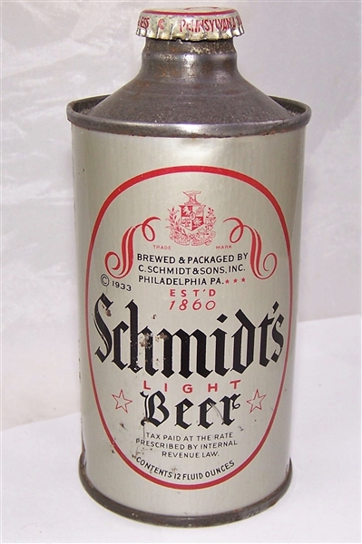 Schmidt Light J-Spout Cane Top Beer Can #2