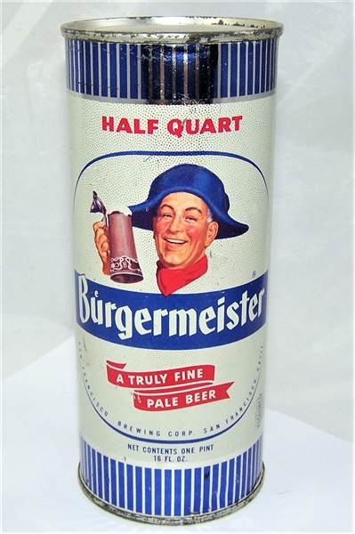 Burgermeister (Red Scarf) A Truly Fine Pale Beer Half Quart Flat Top Beer Can