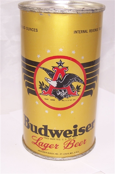 Beautiful Budweiser Opening Instruction Flat Top Beer Can.