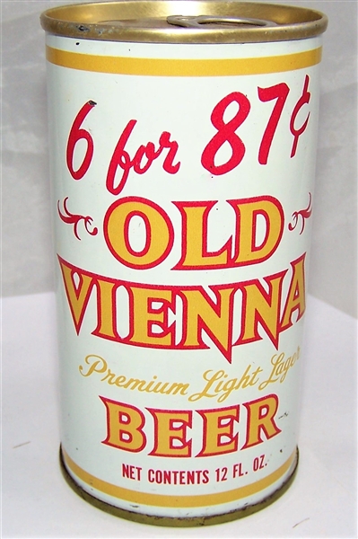 Old Vienna (6 For 87 c) Premium Light Tab Top Beer Can