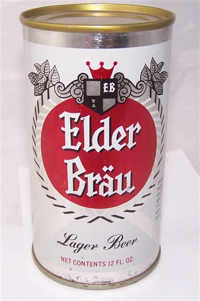 Elder Brau Lager Flat Top Beer Can, Bottom Opened.