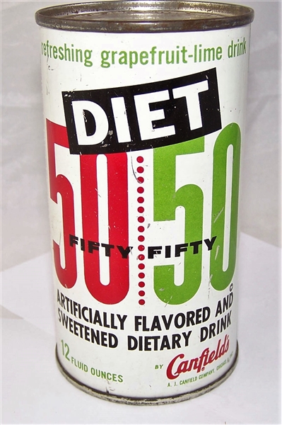 Canfields Diet 50/50 Pre-Zip Code Flat Top Soda Can