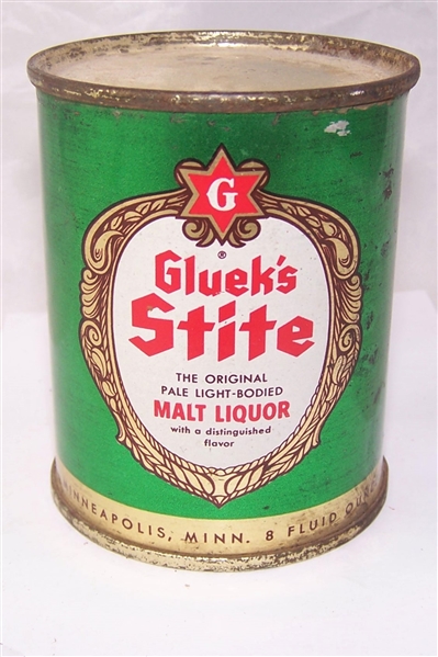 Glueks Stite 8 Ounce Malt Liquor Flat Top Beer Can