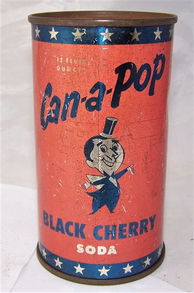 Can-A-Pop Black Cherry Soda Flat Top Can Pre Zip Code