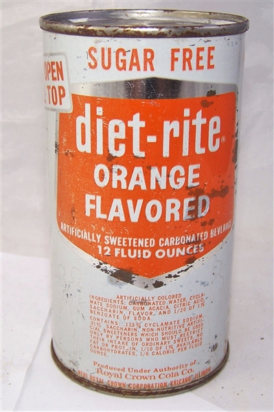 Diet Rite Orange Flavored "Easy Open Pull Tab" Pre Zip Code Can....Tough