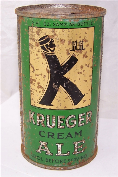 Krueger Cream Ale Opening Instruction Flat Top Beer Can