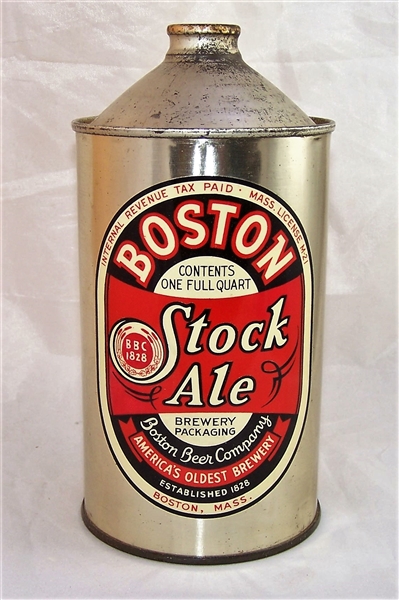 Boston Stock Ale Quart Cone Top Beer Can....Clean!